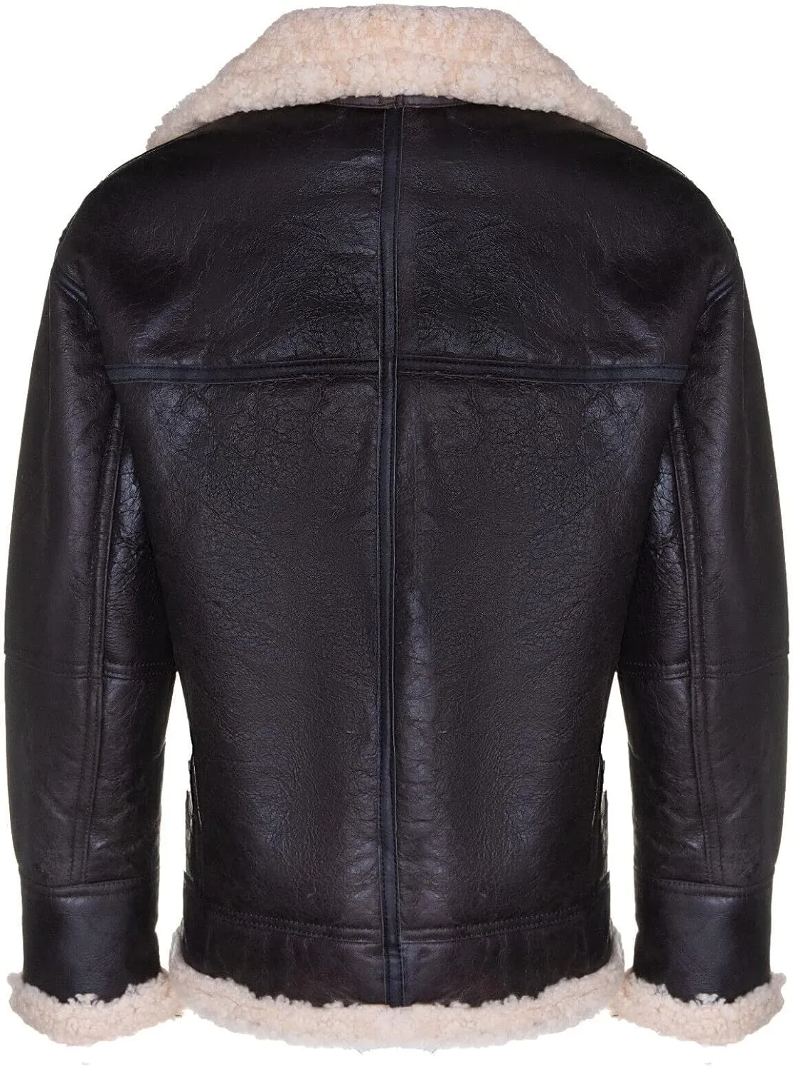 Men's Brown B3 Shearling Sheepskin WW2 Bomber Leather Aviator Jacket