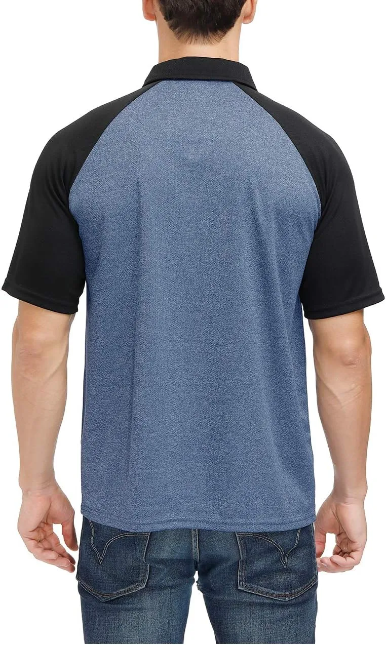 Men's Casual Short Sleeve Moisture Wicking Performance Golf Polo Contrast Color Patchwork Pique Shirts Tops