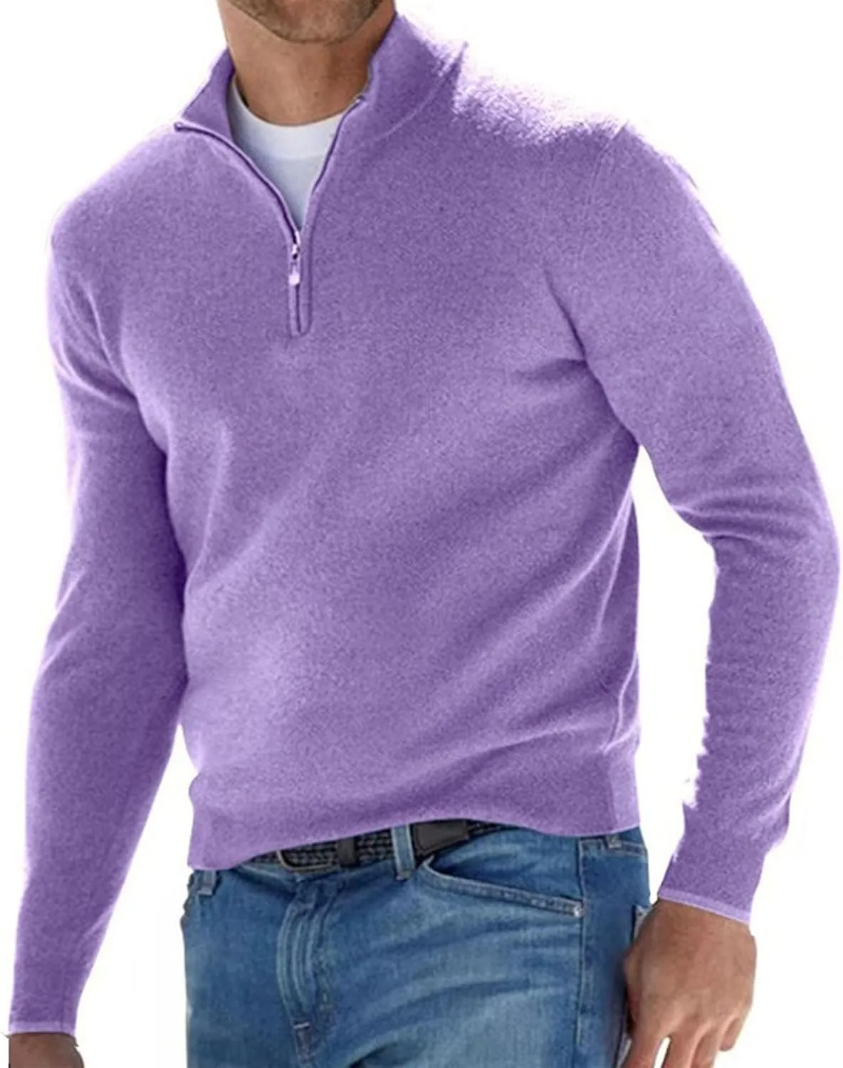 Men's Casual Sports Shirts 1/4 Zip Long Sleeve Fleece Lined Running Pullover Tops Stand Collar Workout Sweatshirt