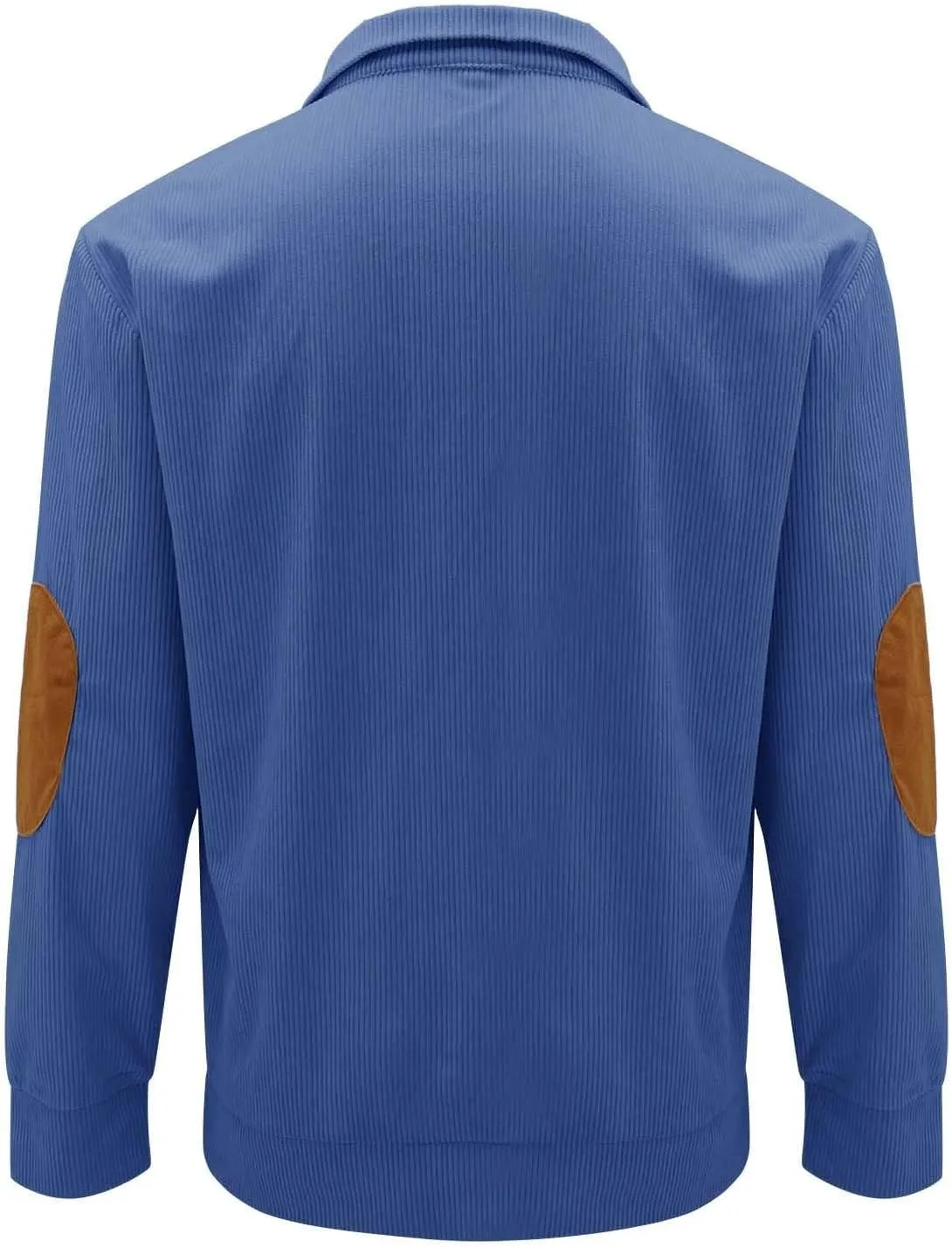 Mens Corduroy Shirts Casual Lapel Collar Button Up Pullover Mock Neck Long Sleeve Sweaters Casual Polo Sweatshirts