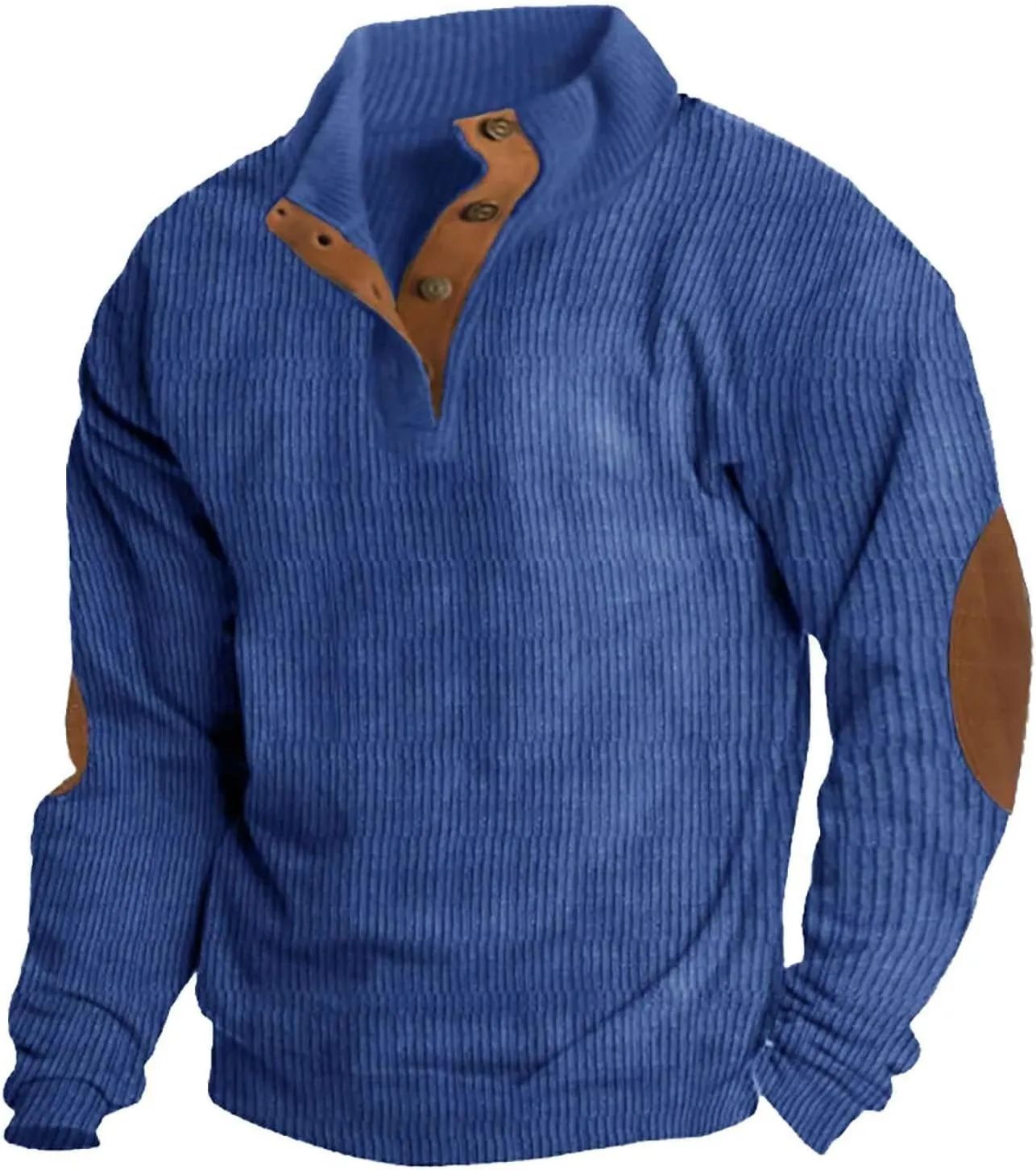 Mens Corduroy Shirts Casual Lapel Collar Button Up Pullover Mock Neck Long Sleeve Sweaters Casual Polo Sweatshirts