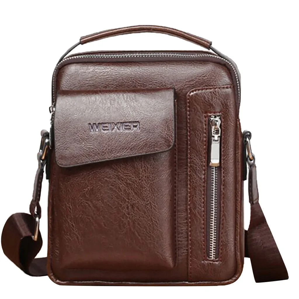 Men's Crossbody Bag Casual Men Shoulder Bags Vintage Mens Luxury PU Men Outdoor Travel School Retro Zipper Shoulder Bag