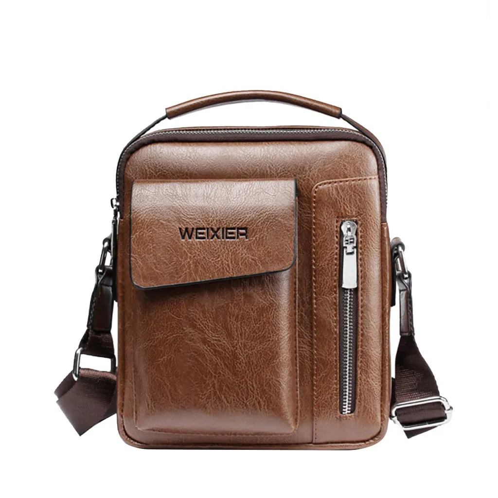 Men's Crossbody Bag Casual Men Shoulder Bags Vintage Mens Luxury PU Men Outdoor Travel School Retro Zipper Shoulder Bag