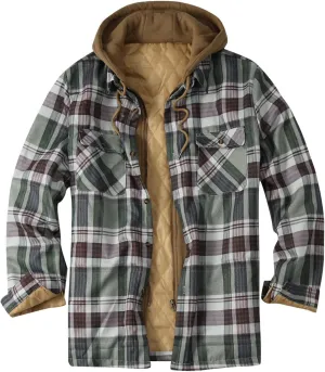 Men's Flannel Jackets Autumn Stripe Print Hooded Zipper Pocket Long Sleeve Shirt Patchwork Jacket Casual Long