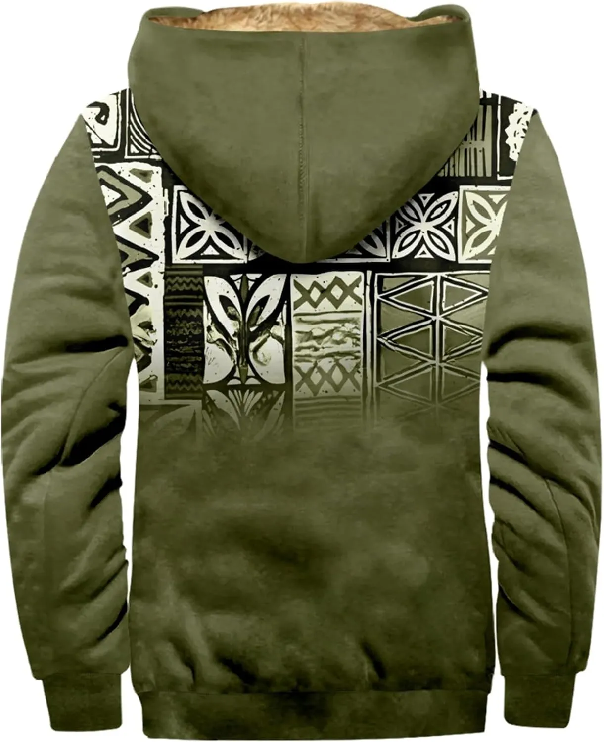 Mens Fleece Jacket Fuzzy Sherpa Jacket Western Aztec Print Vintage Sweatshirts Winter Warm Ethnic Casual Sweater Coat