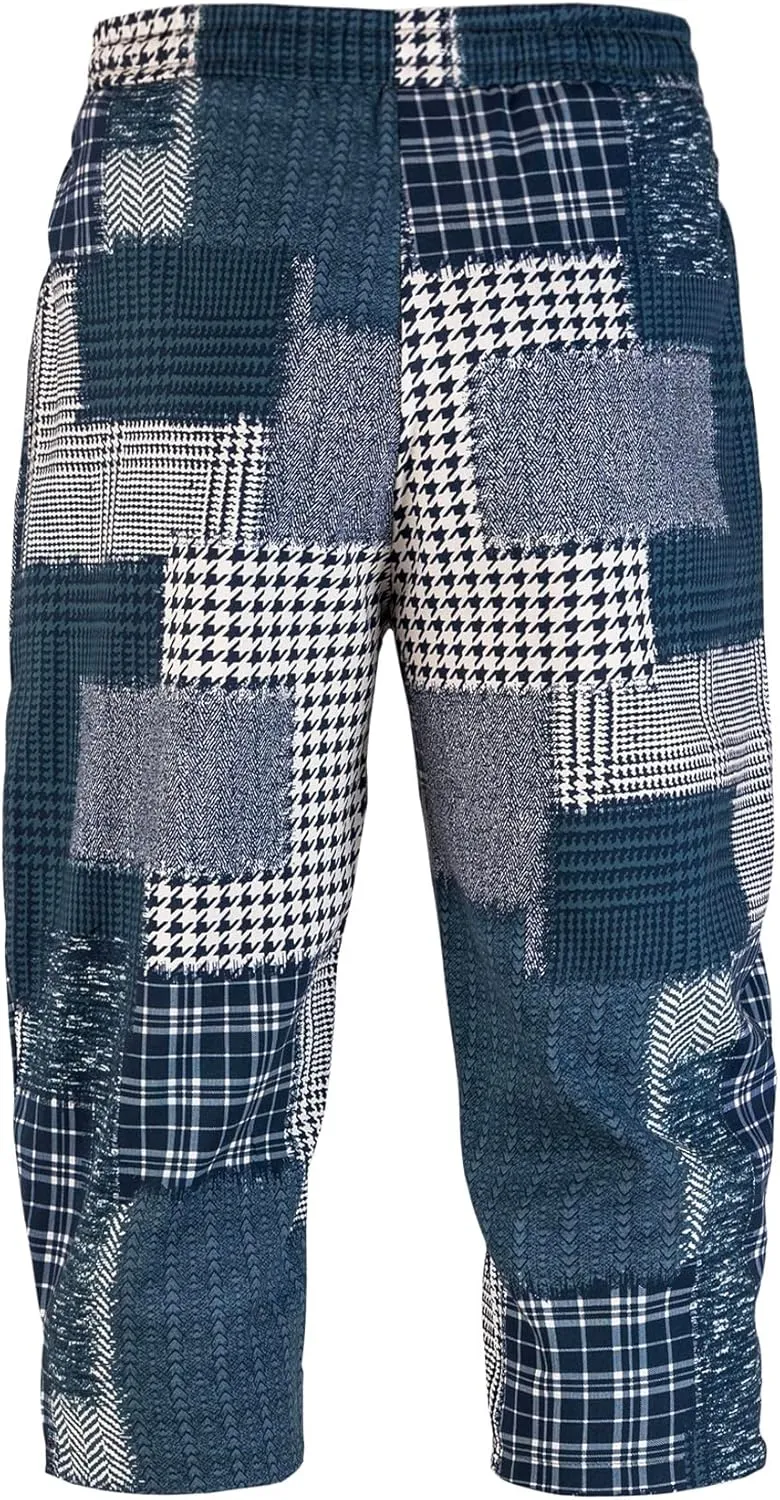 Men's Harem Yoga Shorts Cotton Capri 3/4 Pants Patchwork Casual Baggy Beach Shorts Drawstring Cropped Trousers