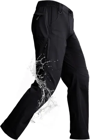 Mens Hiking Pants Lightweight Cargo Work Tactical Nylon Stretch Waterproof Quick Dry Fishing Travel Outdoor 6 Pockets