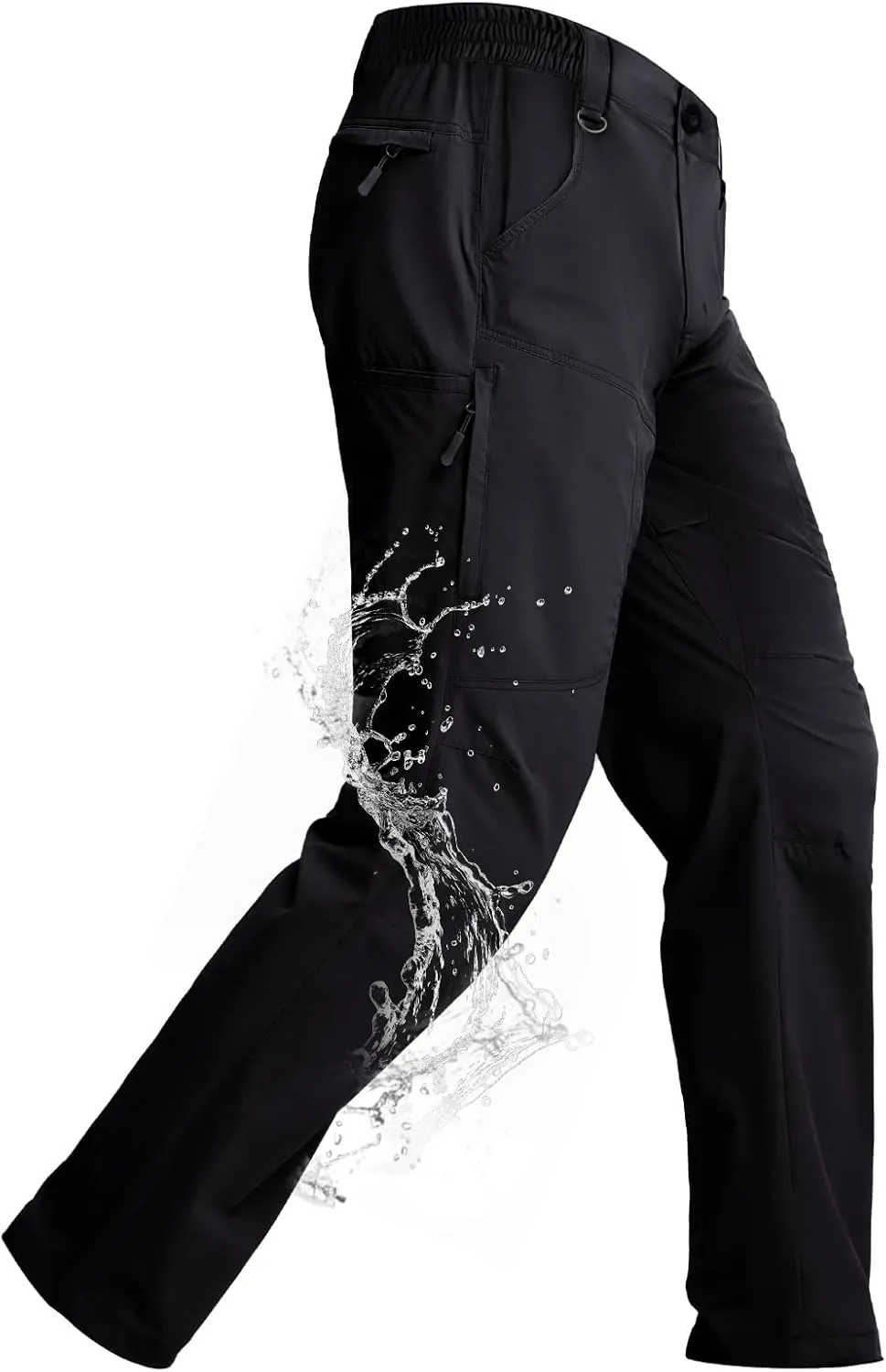Mens Hiking Pants Lightweight Cargo Work Tactical Nylon Stretch Waterproof Quick Dry Fishing Travel Outdoor 6 Pockets