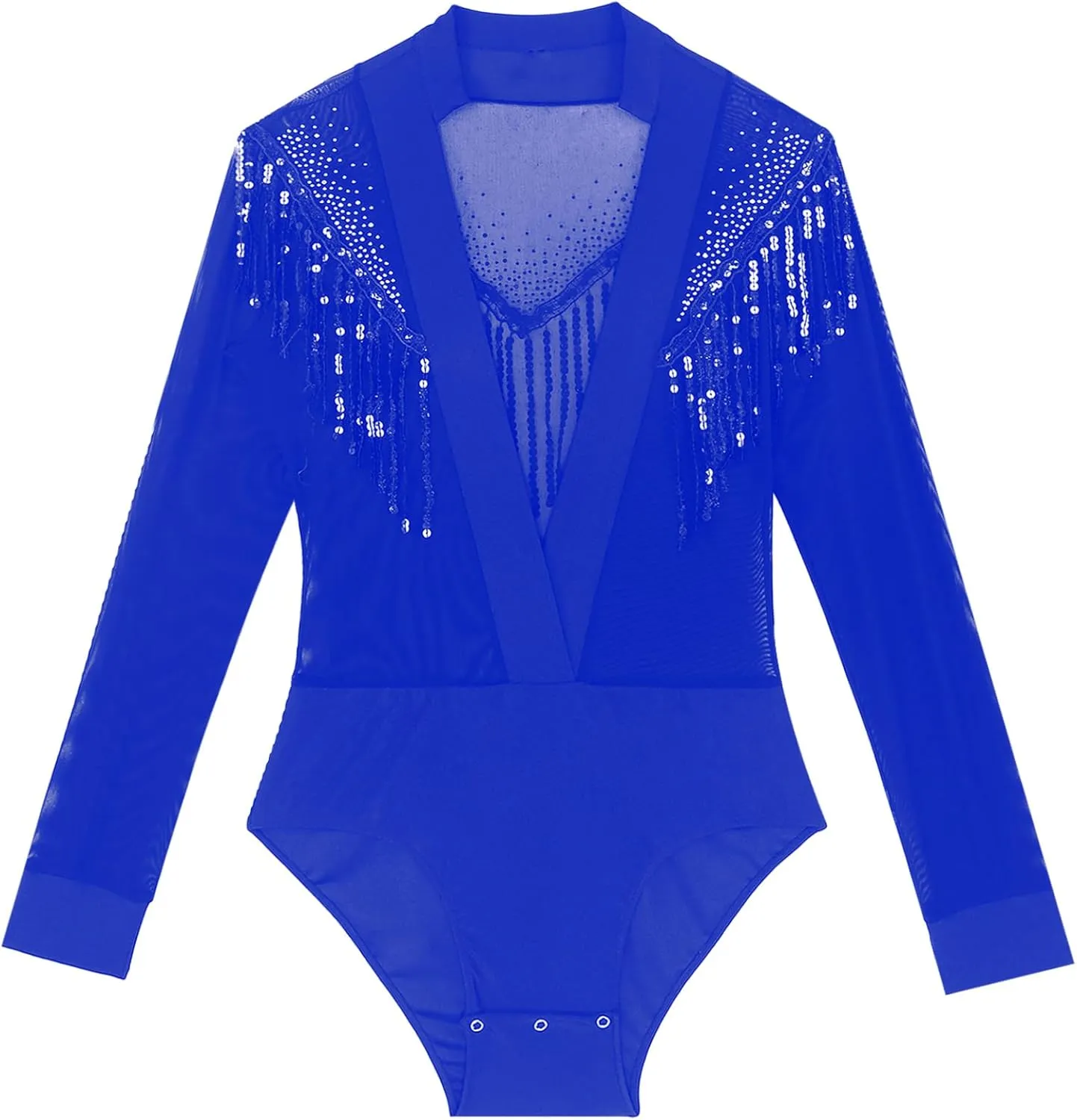 Men's Latin Dance Shirt Tassels Bodysuit Latin Salsa Samba Ballroom Dance Shirt Tops