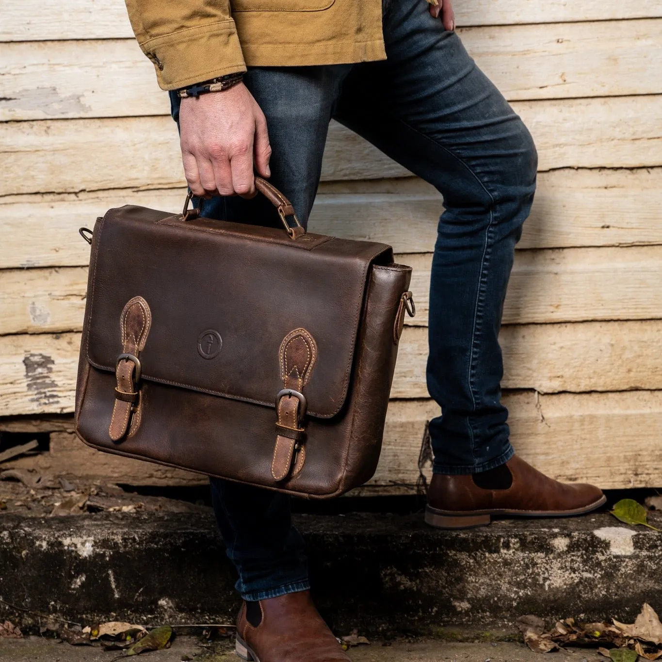 Mens Leather Satchel Bag - Benny