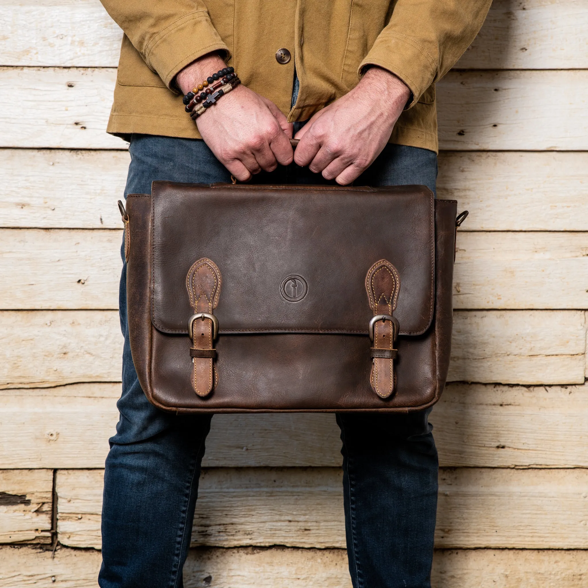 Mens Leather Satchel Bag - Benny