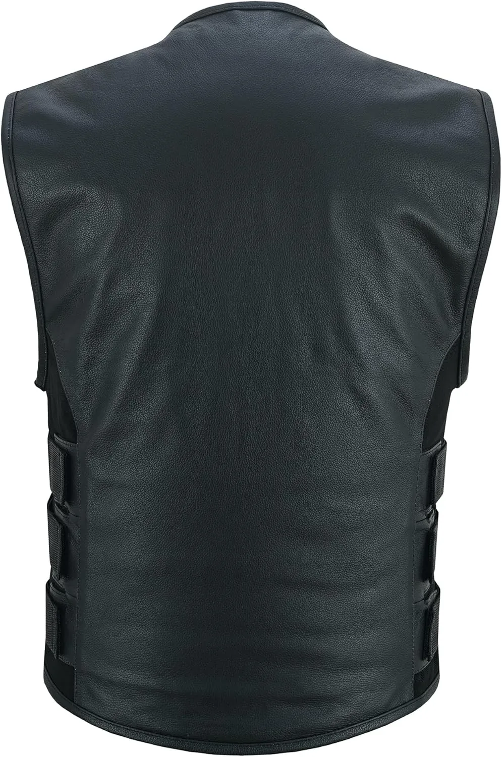 Men's Motorcycle Biker Riding Leather Adjustable Vest Stylish Black
