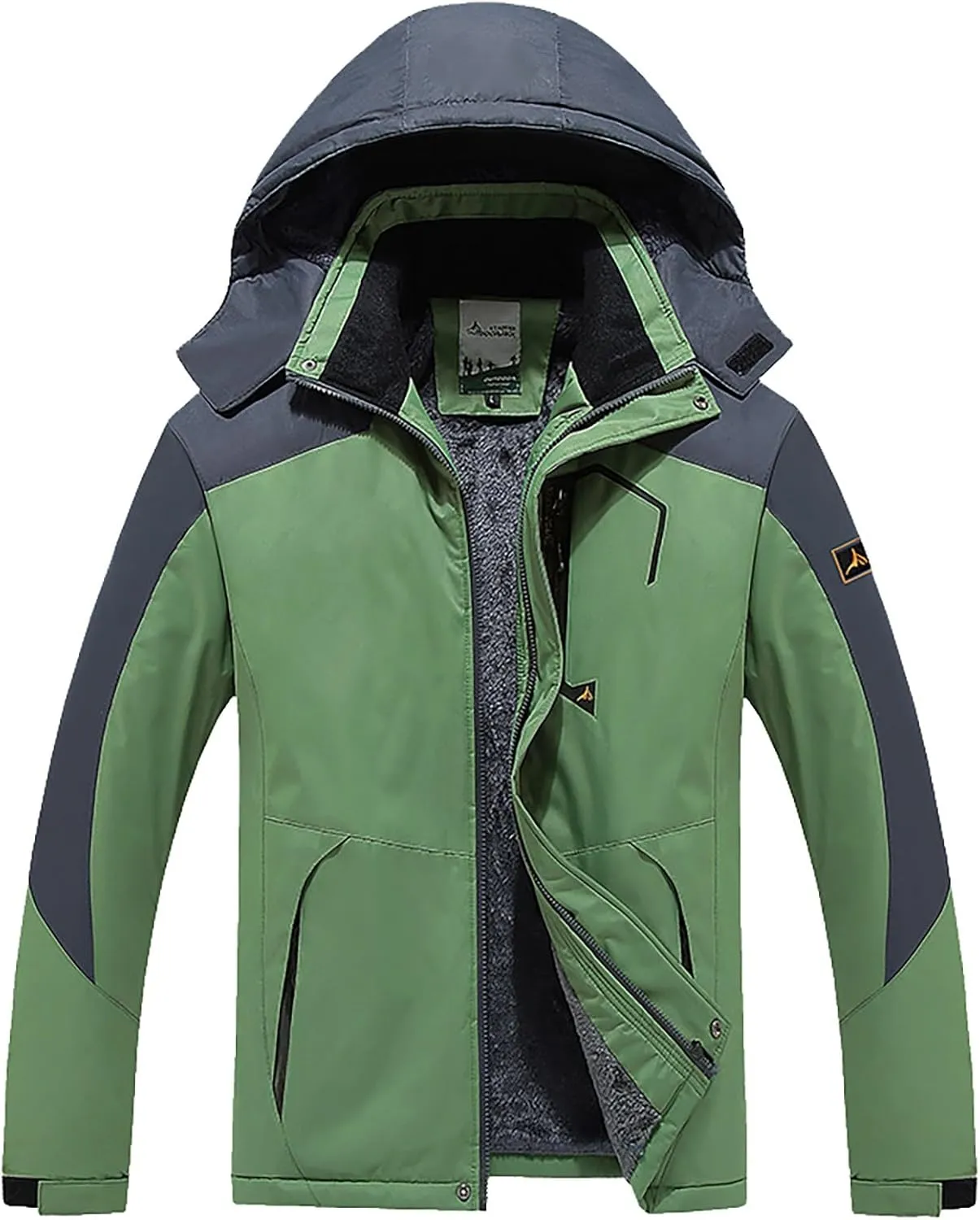 Men's Mountain Ski Jacket Waterproof Windproof Rain Jacket Winter Thermal Hooded Coat Zip Up Cargo Jeckets Overcoats