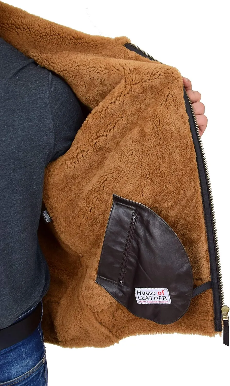 Mens Real Sheepskin Flying Jacket Hooded Brown Ginger Shearling Pilot B3 Aviator Bomber Hawker