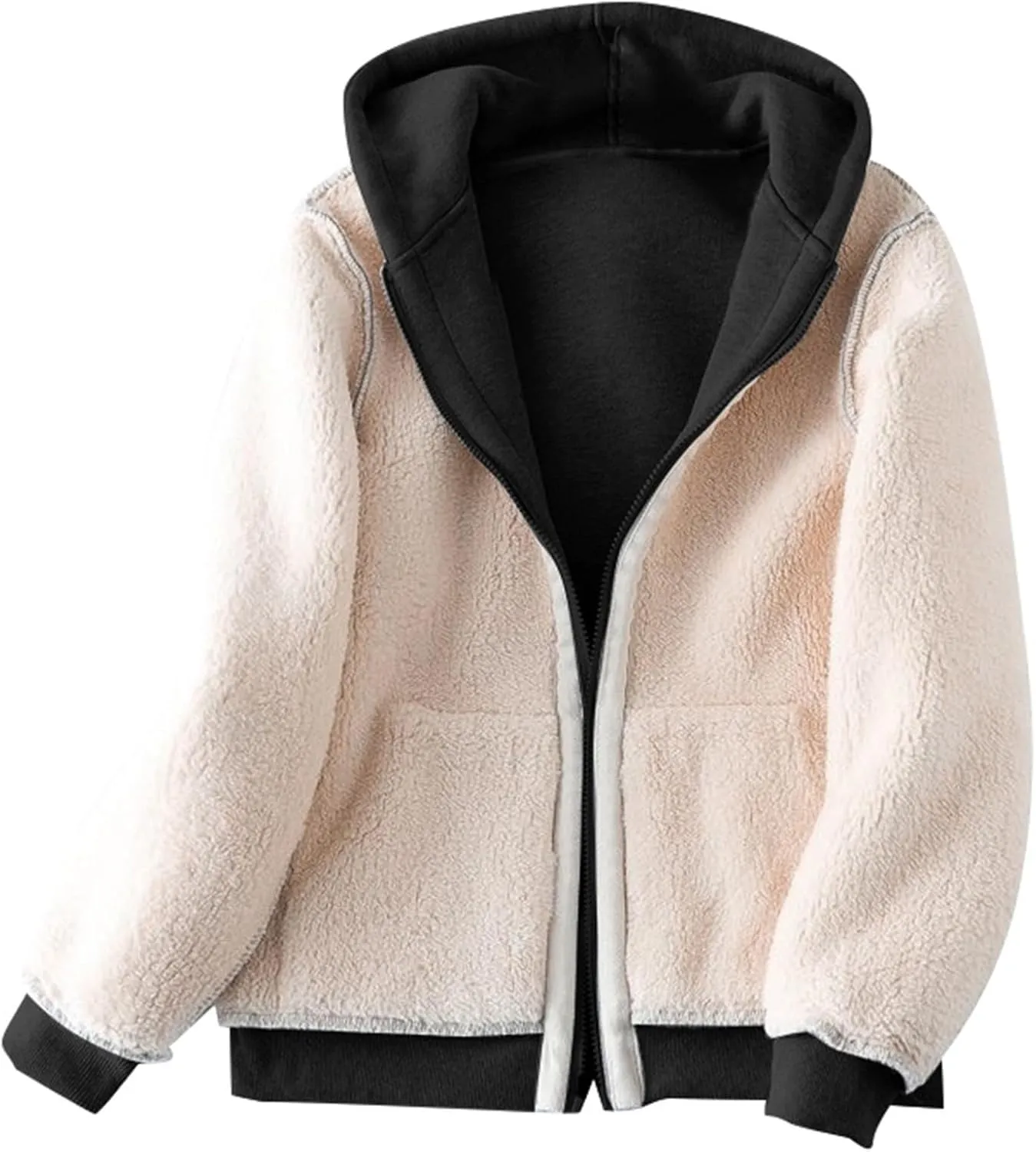 Men's Sherpa Zip Up Warm Hoodies Fleece Lined Jacket with Hood Sweatshirt Fall Winter Zipper Sweater Hooded Coats