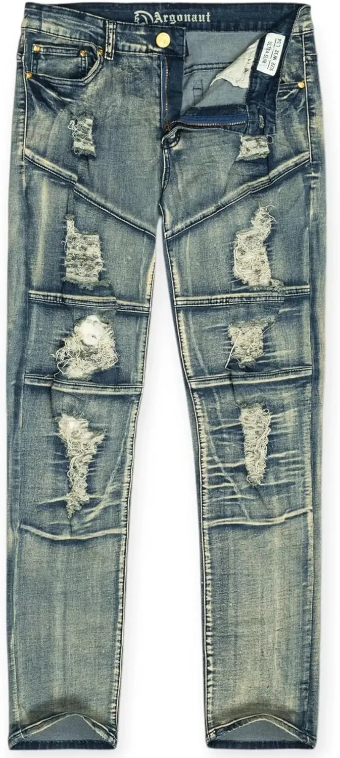 Men's Skinny Fit Jeans, Stretch Denim Ripped Jeans for Men | Classic 5-Pocket Design, Streetwear with Durable Cotton Fabric
