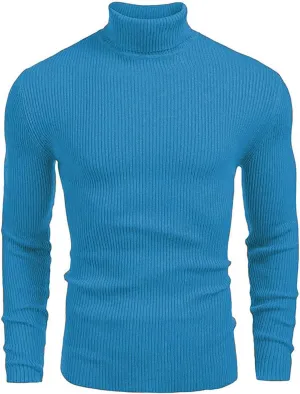 Mens Slim Fit Turtleneck Sweater Basic Long Sleeve Solid T-Shirt Thermal Casual Knitted Turtle Neck Pullover Sweater