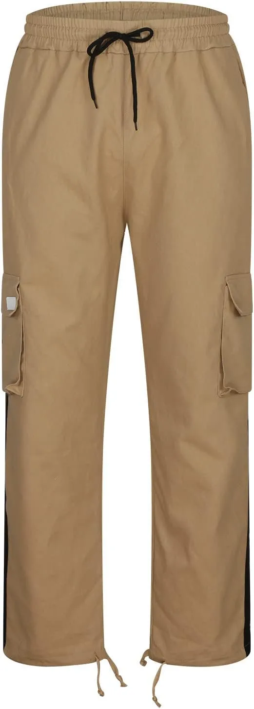 Mens Sports Cargo Pants Patchwork Trendy 2025 Work Pants for Men Casual Straight Leg Relaxed Fit Trousers with Pocket