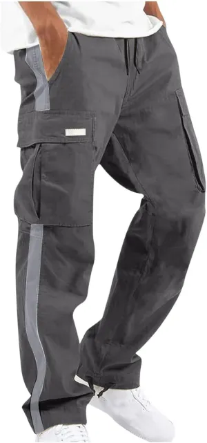 Mens Sports Cargo Pants Patchwork Trendy 2025 Work Pants for Men Casual Straight Leg Relaxed Fit Trousers with Pocket