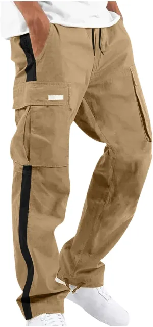 Mens Sports Cargo Pants Patchwork Trendy 2025 Work Pants for Men Casual Straight Leg Relaxed Fit Trousers with Pocket