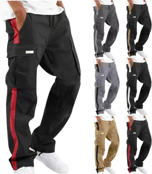 Mens Sports Cargo Pants Patchwork Trendy 2025 Work Pants for Men Casual Straight Leg Relaxed Fit Trousers with Pocket