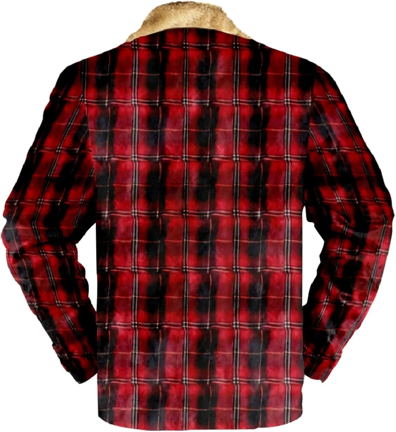 Mens Zip Up Fleece Flannel Jackets Shirt Stand Collared Plaid Cotton Soft Thermal Coat Outdoor Thicken Winter Outfits