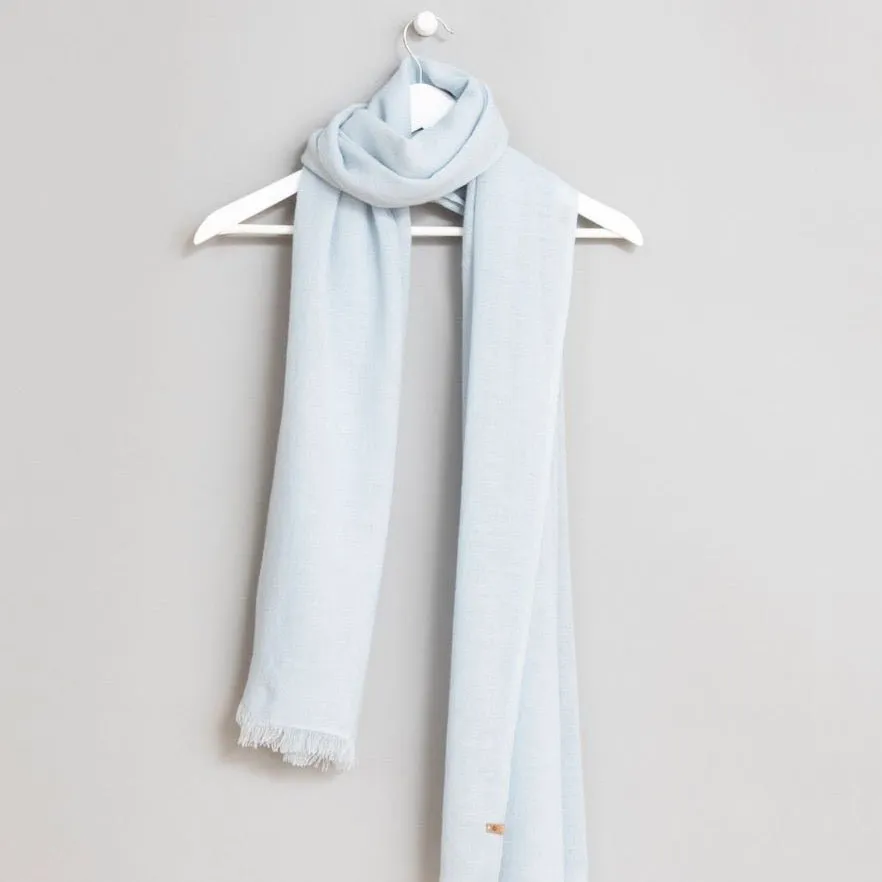 Merino Woven Scarf in Mist Blue