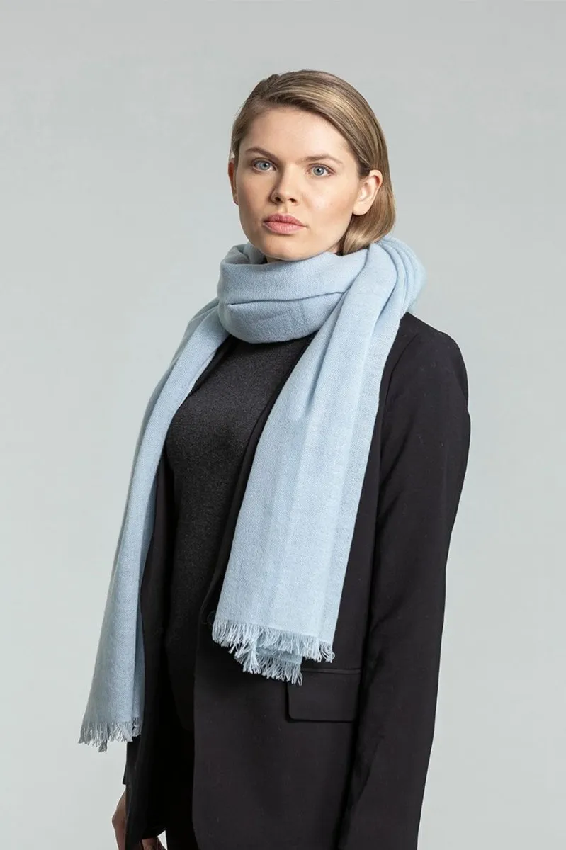 Merino Woven Scarf in Mist Blue