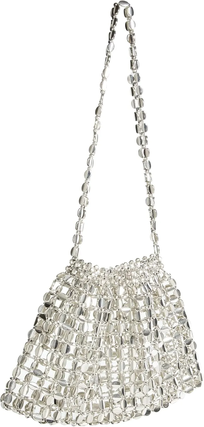 Metallic Bead Sequin Shoulder Bag | Acrylic Beaded Fashion Purse with Lining | Elegant Single-Strap Bag for Evening