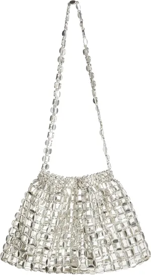 Metallic Bead Sequin Shoulder Bag | Acrylic Beaded Fashion Purse with Lining | Elegant Single-Strap Bag for Evening