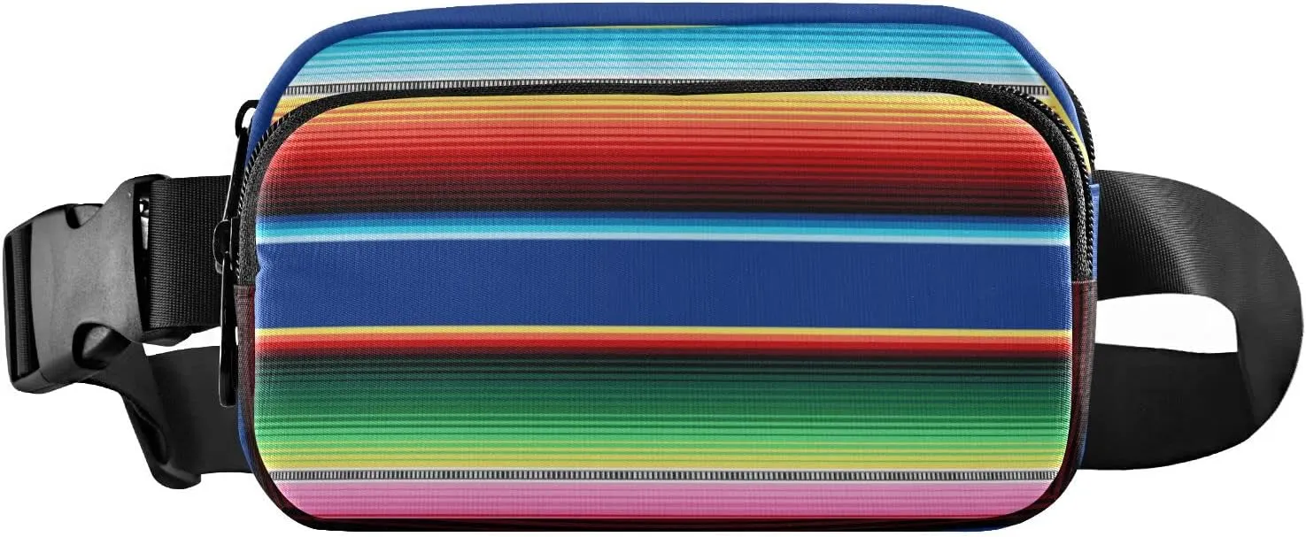 Mexican Serape Blanket Stripes Fanny Pack for Women Men Crossbody Belt Bag Fashion Waist Packs Purse with Adjustable Strap Dupes for Outdoors Shopping Traveling