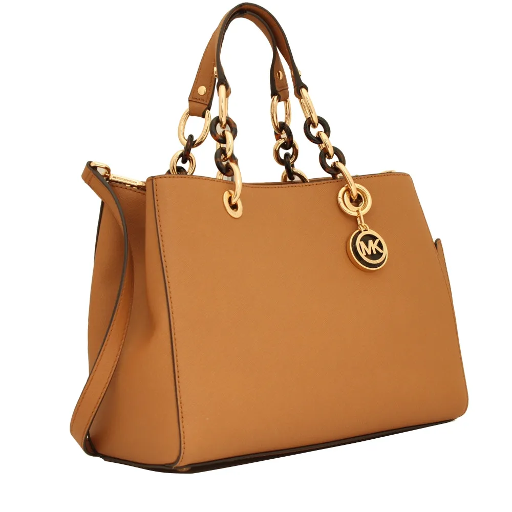 Michael Kors Cynthia Saffiano Leather Medium Satchel Bag- Acorn