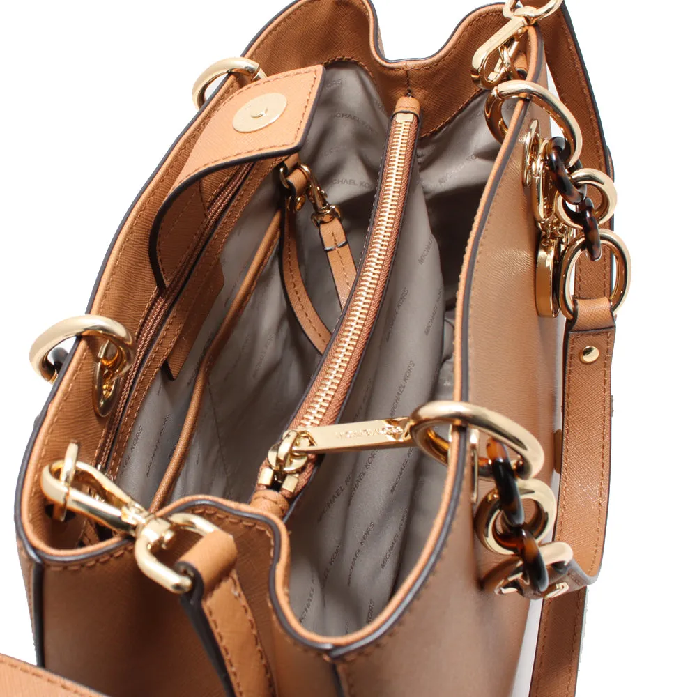 Michael Kors Cynthia Saffiano Leather Medium Satchel Bag- Acorn