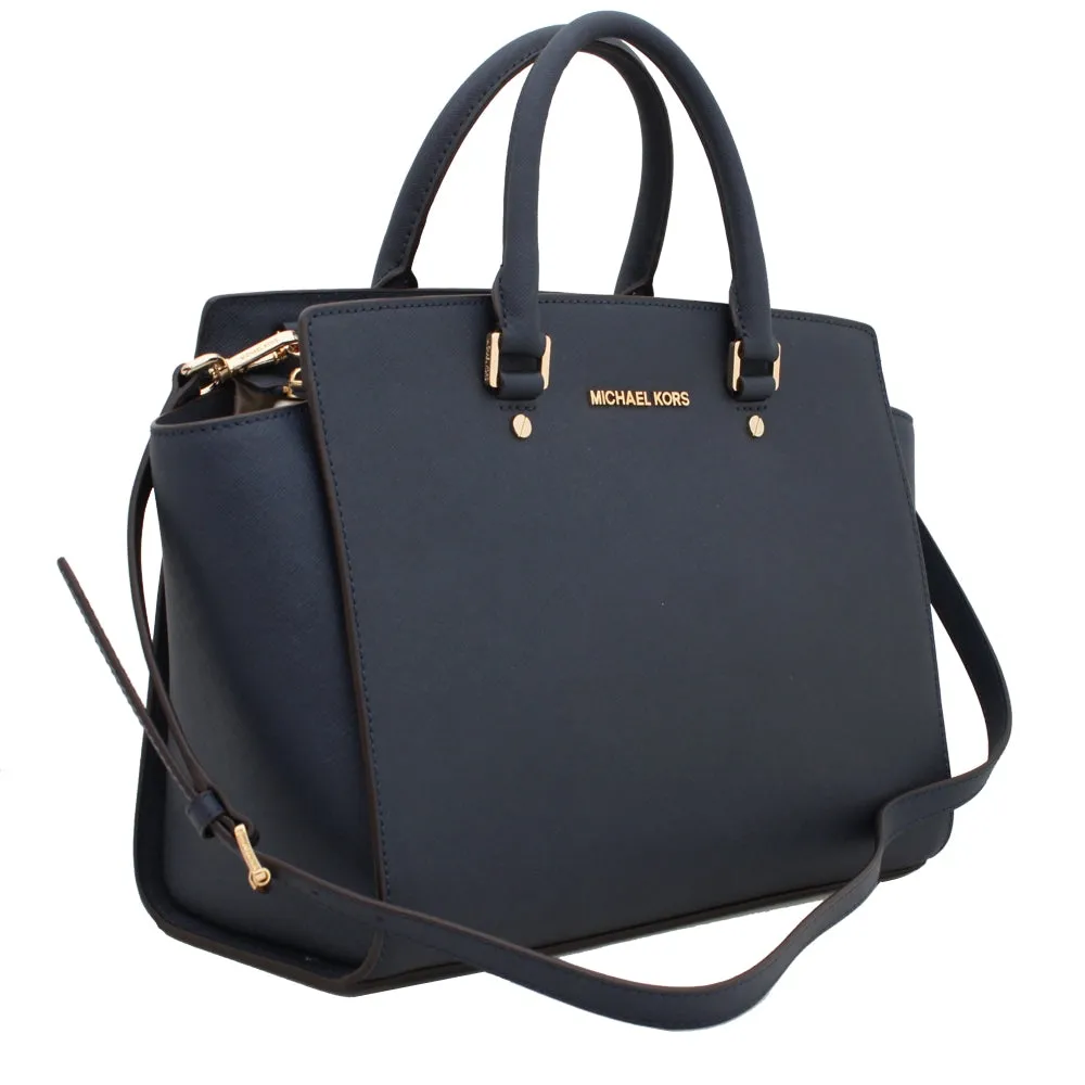 Michael Kors Selma Large Saffiano Leather Satchel Bag- Red