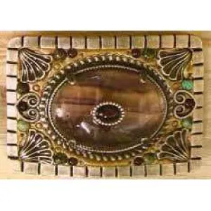 Michal Golan Fluorite, African Turquoise and Garnet Belt Buckle