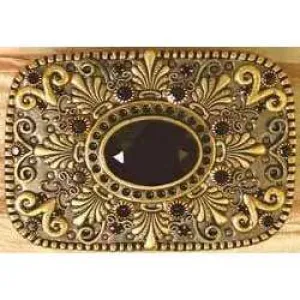 Michal Golan Onyx, Swarovski Crystal and Glass Belt Buckle