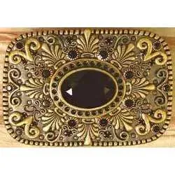 Michal Golan Onyx, Swarovski Crystal and Glass Belt Buckle