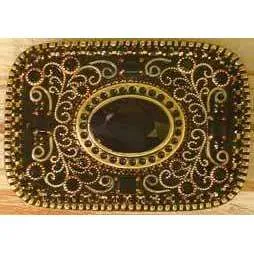 Michal Golan Onyx, Swarovski Crystals Glass and Enamel Belt Buckle