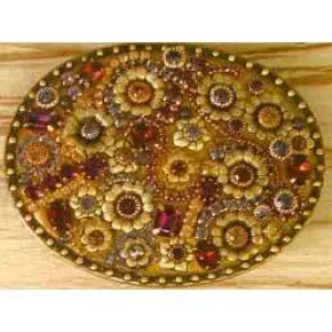 Michal Golan Topaz and Amethyst Swarovski Crystals Belt Buckle
