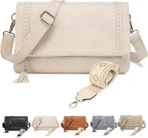 Micmores Crossbody Bags for Women Crossbody Purse Vegan Leather Purse Shoulder Handbags With 2 shoulder straps
