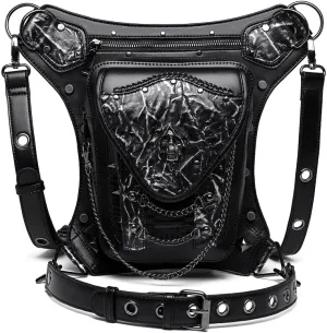 Micoklinlin PU Leather Waist Drop Leg Bag Punk Big Motorcycle Cycling Hiking Fanny Pack Waterproof Fanny Pack Crossbody Bags for Women Men Hip Thigh Pouch Rivet Leg Bag Purse