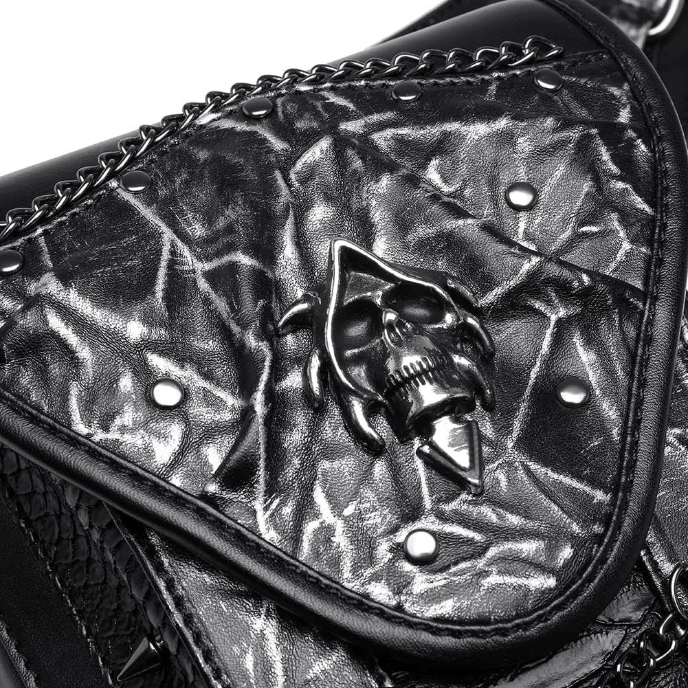 Micoklinlin PU Leather Waist Drop Leg Bag Punk Big Motorcycle Cycling Hiking Fanny Pack Waterproof Fanny Pack Crossbody Bags for Women Men Hip Thigh Pouch Rivet Leg Bag Purse