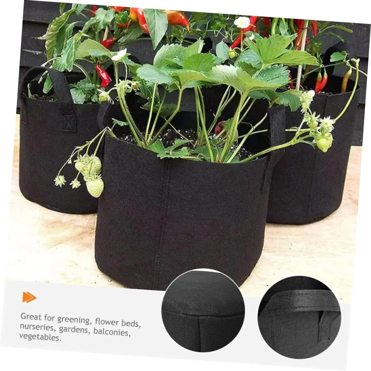 Mikikit 5pcs Grow Bag Gardening and Nursery Raise Planting Grower Horticultural Bags Potting Grown for Plants Non-Woven Planter Flower Planter Non-Woven Bag Non-Woven Fabric