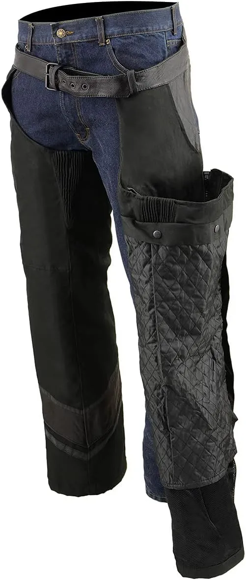 Milwaukee Leather MPM5706 Men's Black Vented Textile Chaps with Leather Trim
