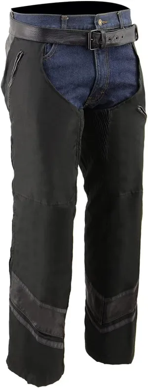 Milwaukee Leather MPM5706 Men's Black Vented Textile Chaps with Leather Trim