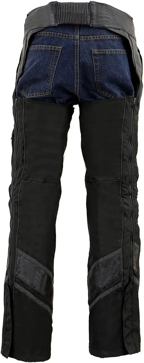 Milwaukee Leather MPM5706 Men's Black Vented Textile Chaps with Leather Trim