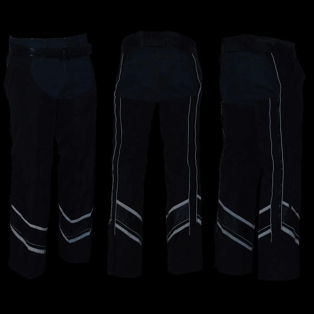 Milwaukee Leather MPM5706 Men's Black Vented Textile Chaps with Leather Trim