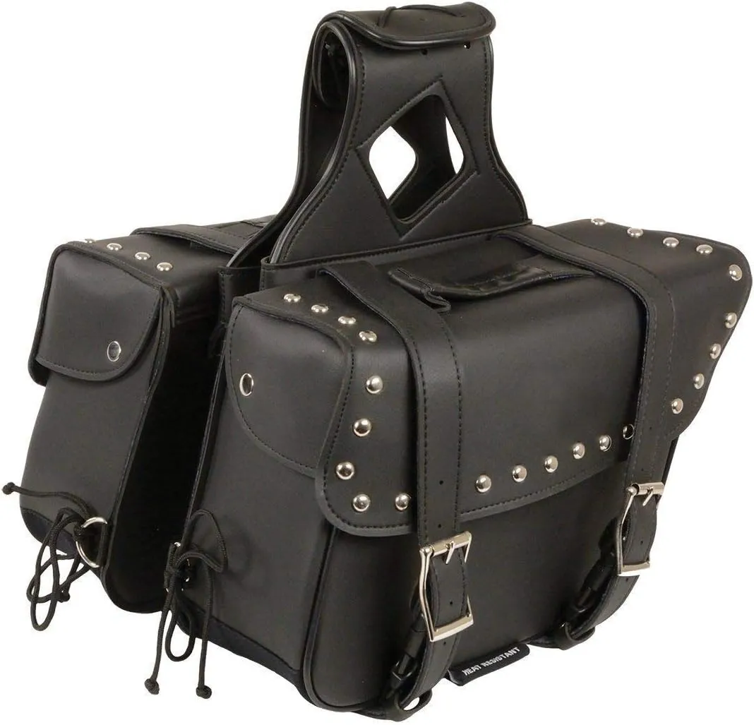 Milwaukee Leather SH58001ZB Medium Black Zip-Off PVC Slanted Throw Over Saddlebags - One Size