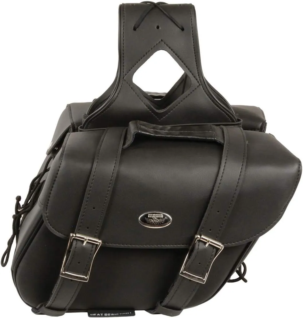 Milwaukee Leather SH58001ZB Medium Black Zip-Off PVC Slanted Throw Over Saddlebags - One Size