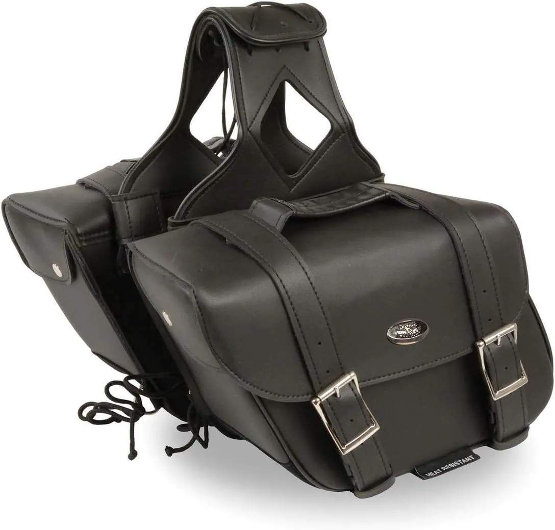Milwaukee Leather SH58001ZB Medium Black Zip-Off PVC Slanted Throw Over Saddlebags - One Size